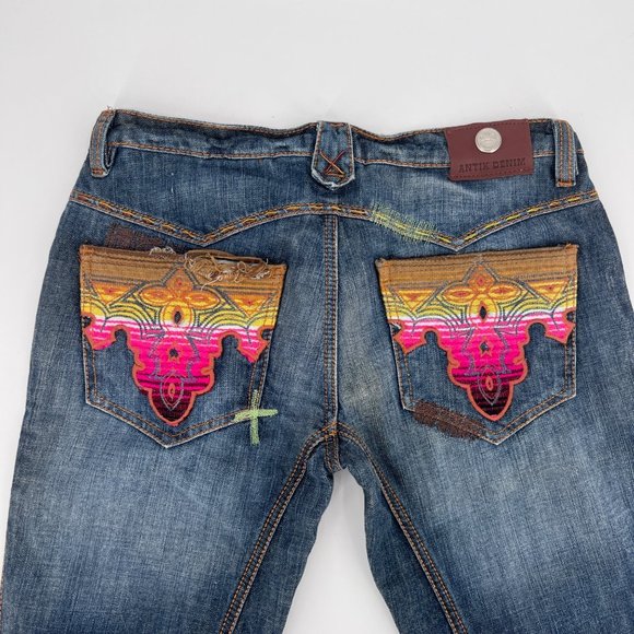 Antik Denim Pants - Antik Denim Fawcett Western Embroidered Pocket Button Fly Jeans Size 31